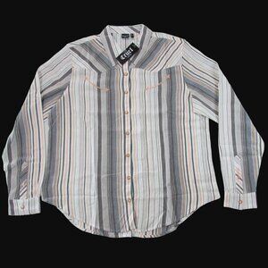 Cruel Denim Women's XL Long Sleeve Stripe Western Snap Shirt Multicolor